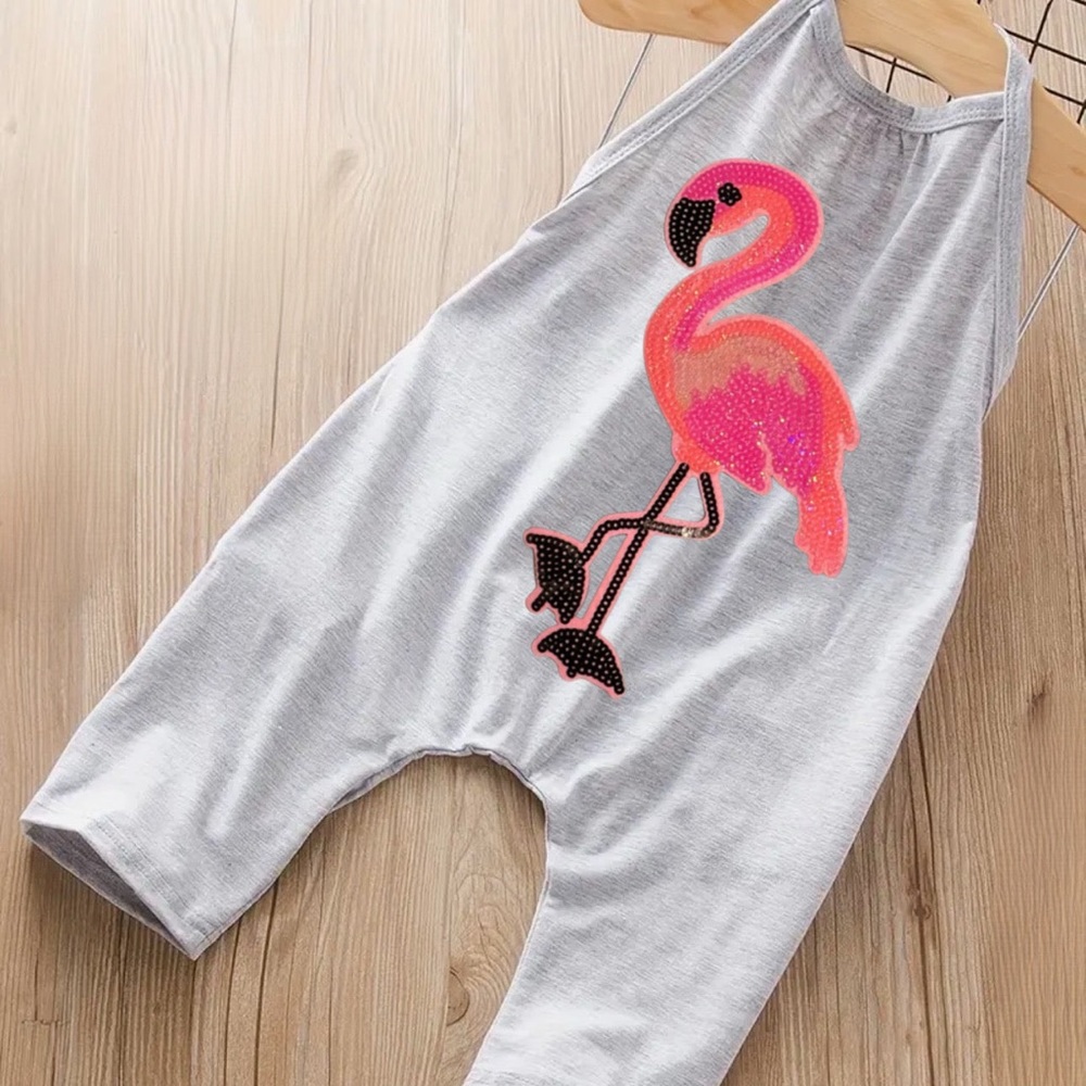 Girls Sequined Patch Romper (Flamingo or Puppy Dog) 3-4 Years